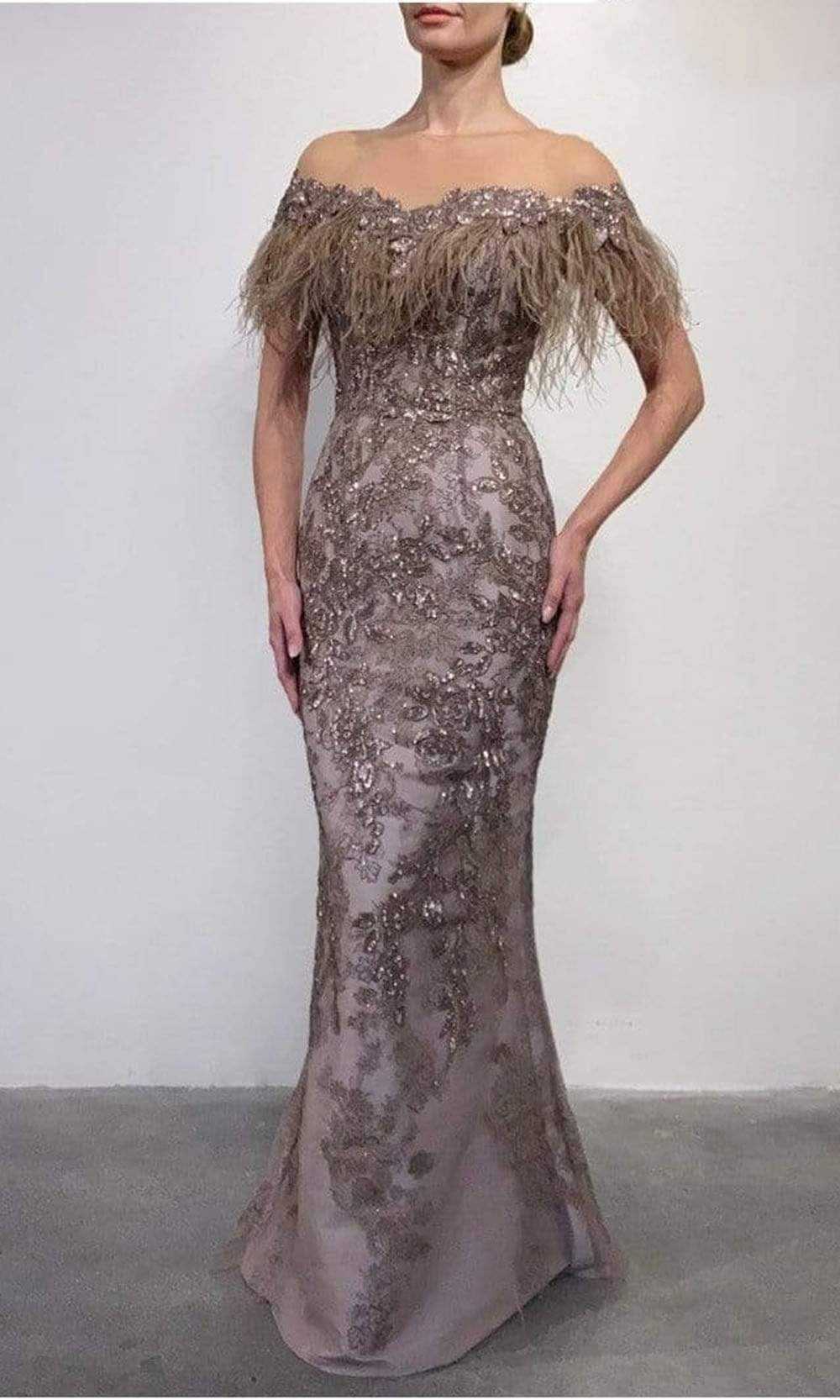 Terani Couture, Terani Couture - 2111M5301 Sequin Fringe Sheer Evening Dress