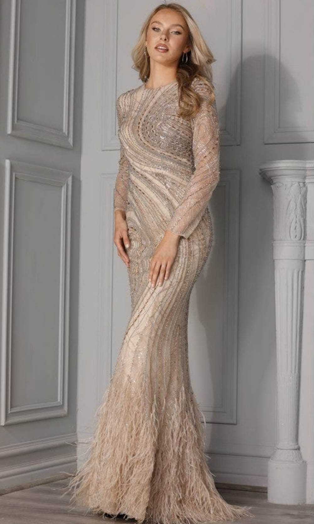 Terani Couture, Terani Couture - 2215GL0107 Long Sleeve Embellished Gown