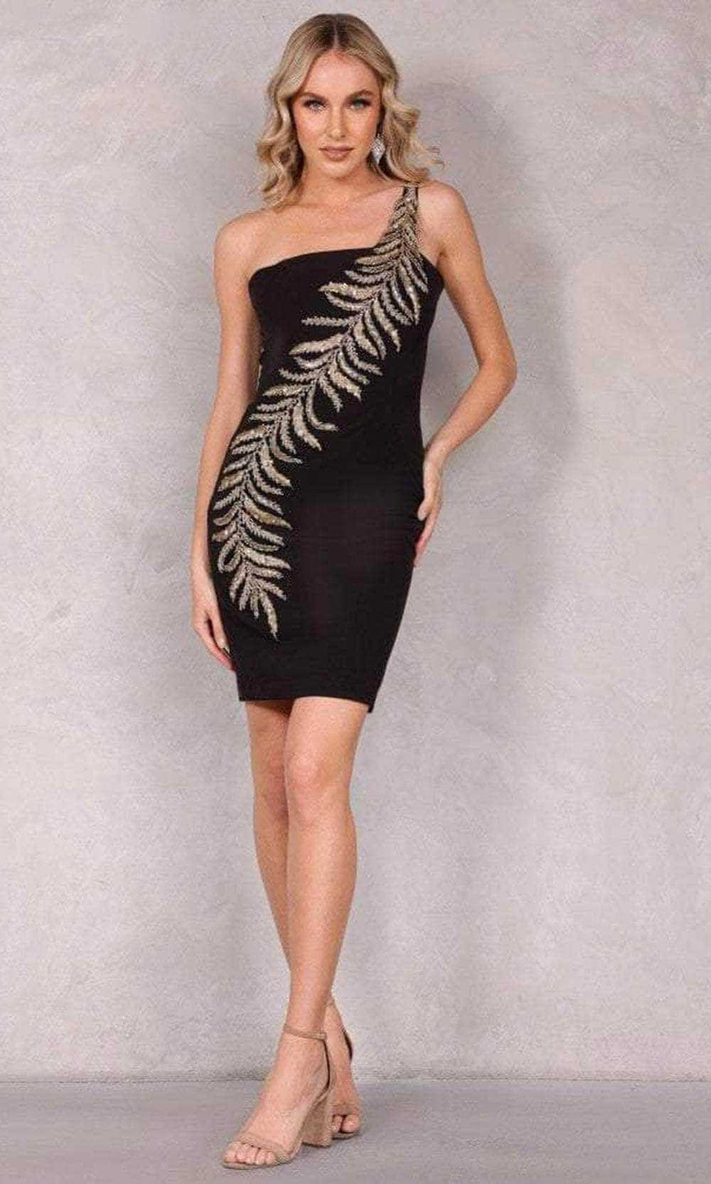 Terani Couture, Terani Couture 2221C0331 - One Shoulder Applique Cocktail Dress