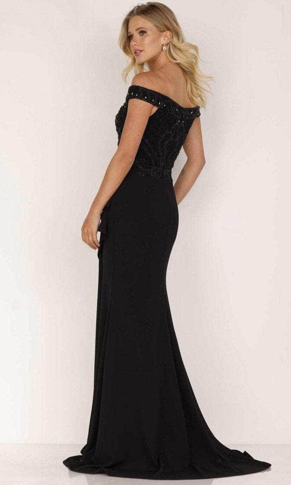 Terani Couture, Terani Couture 2221M0381 - Off Shoulder Evening Dress with Slit