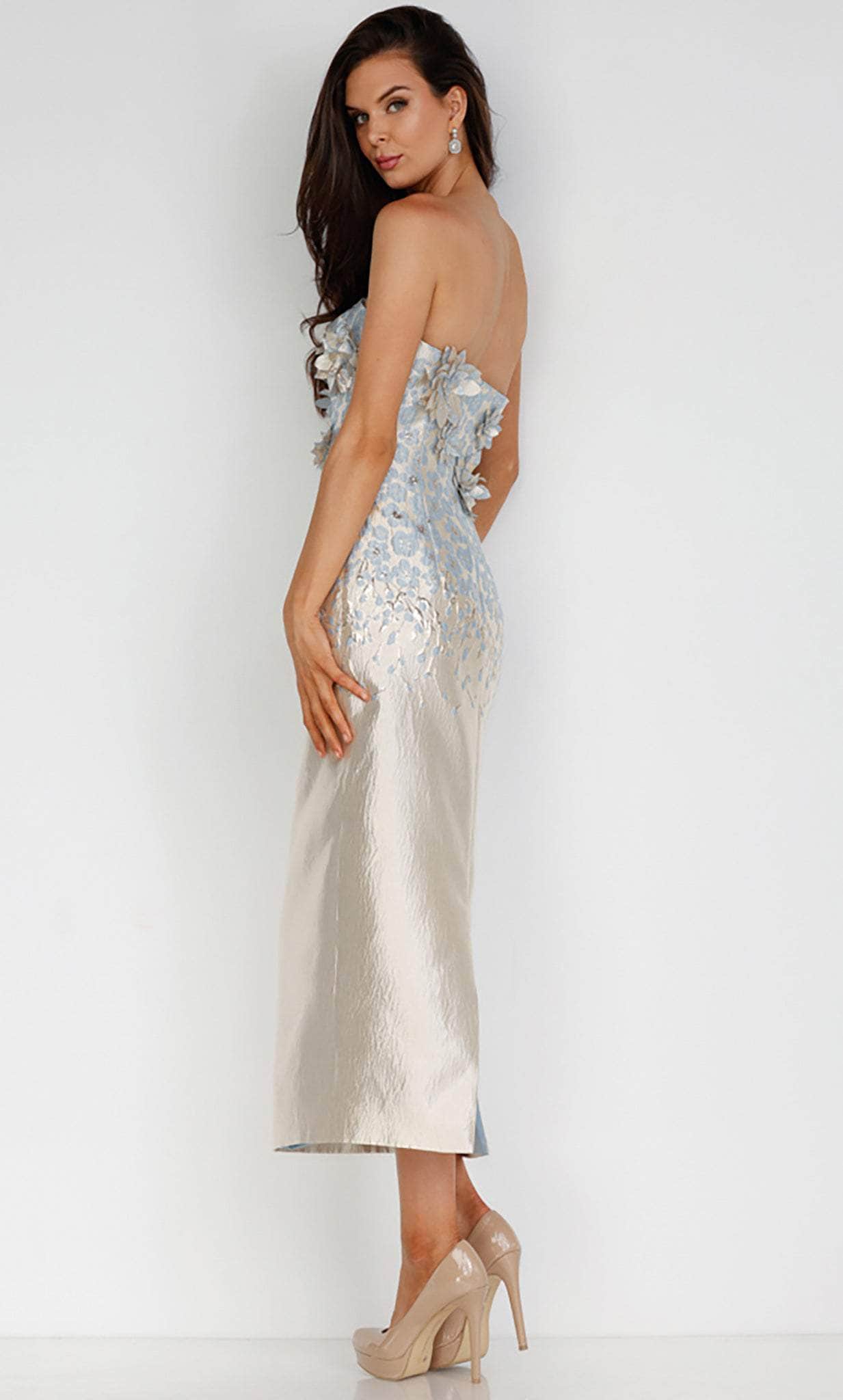 Terani Couture, Terani Couture 231C0212 - Tea Length Applique Evening Dress