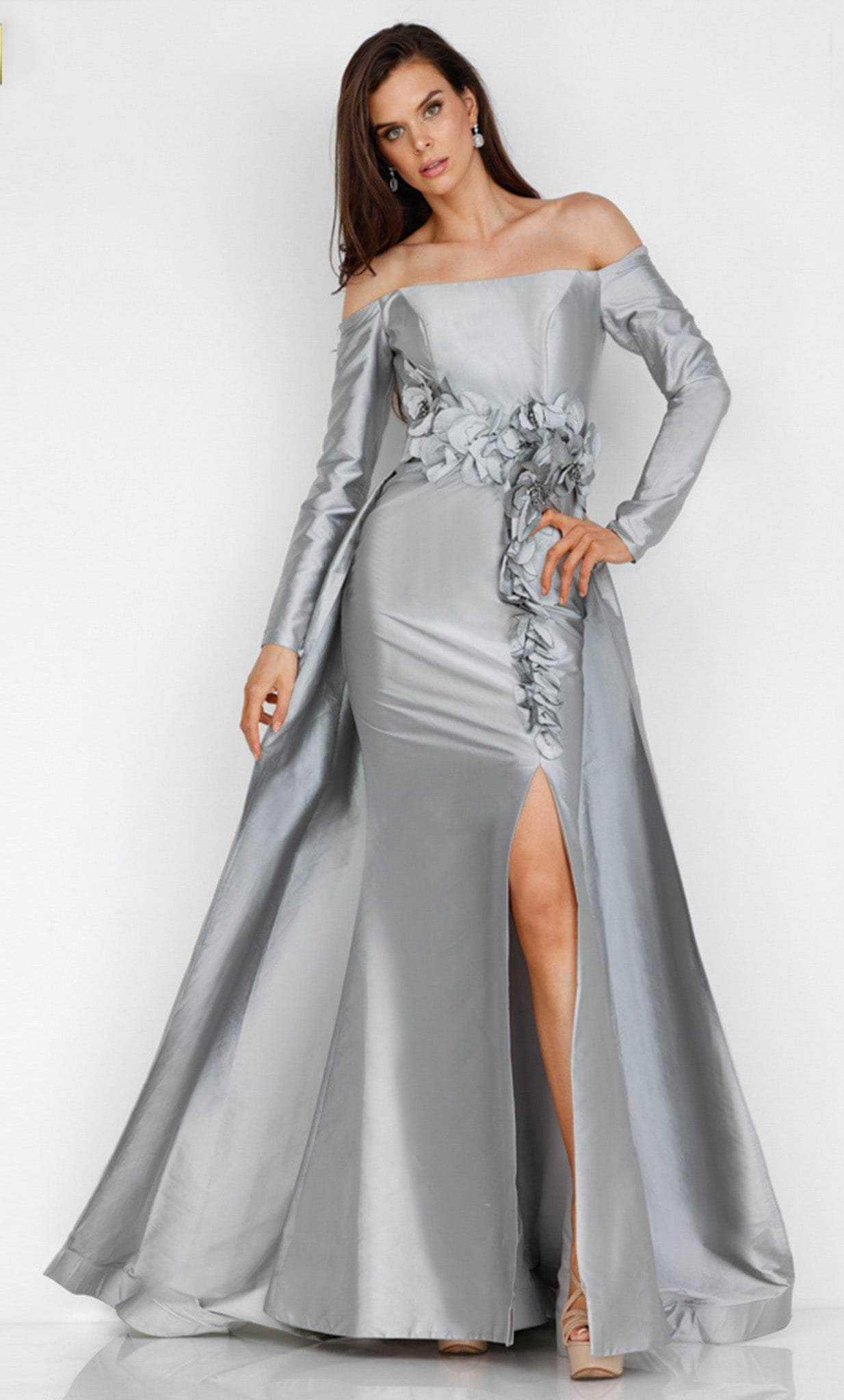 Terani Couture, Terani Couture 231E0280 - Off-Shoulder Long Sleeve Evening Gown