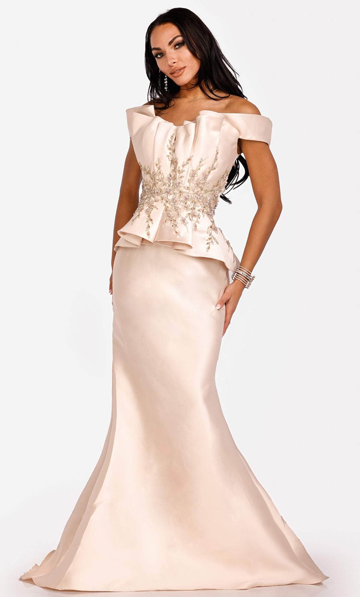 Terani Couture, Terani Couture 231E0509 - Adorned Peplum Evening Gown