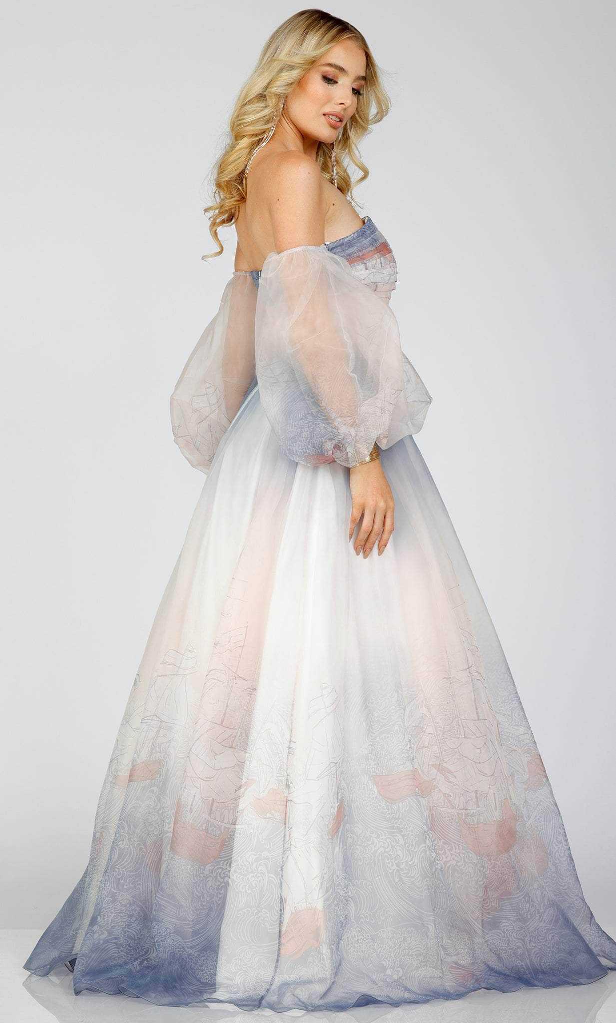 Terani Couture, Terani Couture 231E0522 - Softly Printed Voluminous Gown